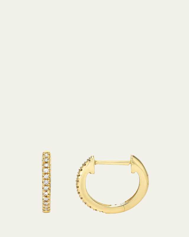 14K Gold 0.08ct Diamond Huggie Earrings